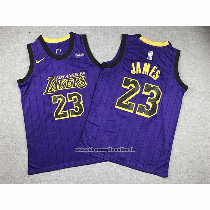 Maglia Bambino Los Angeles Lakers LeBron James #23 Citta 2019-20 Viola